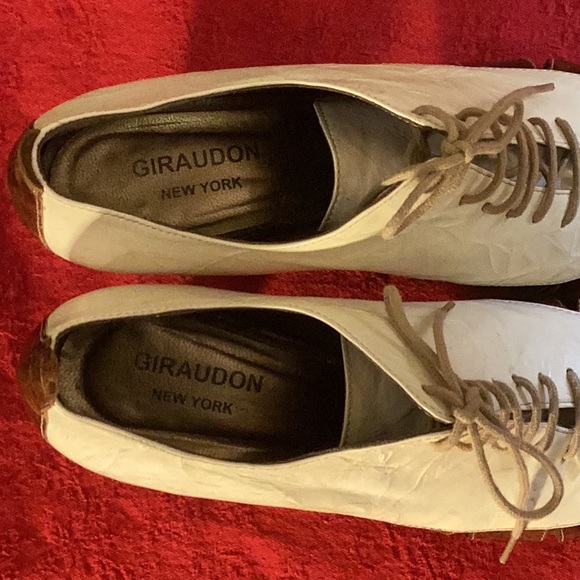 Giraudon New York Two-Tone Leather Peep-Toe Heels; Vintage Inspired EU 41 US 10 - Picture 4 of 7